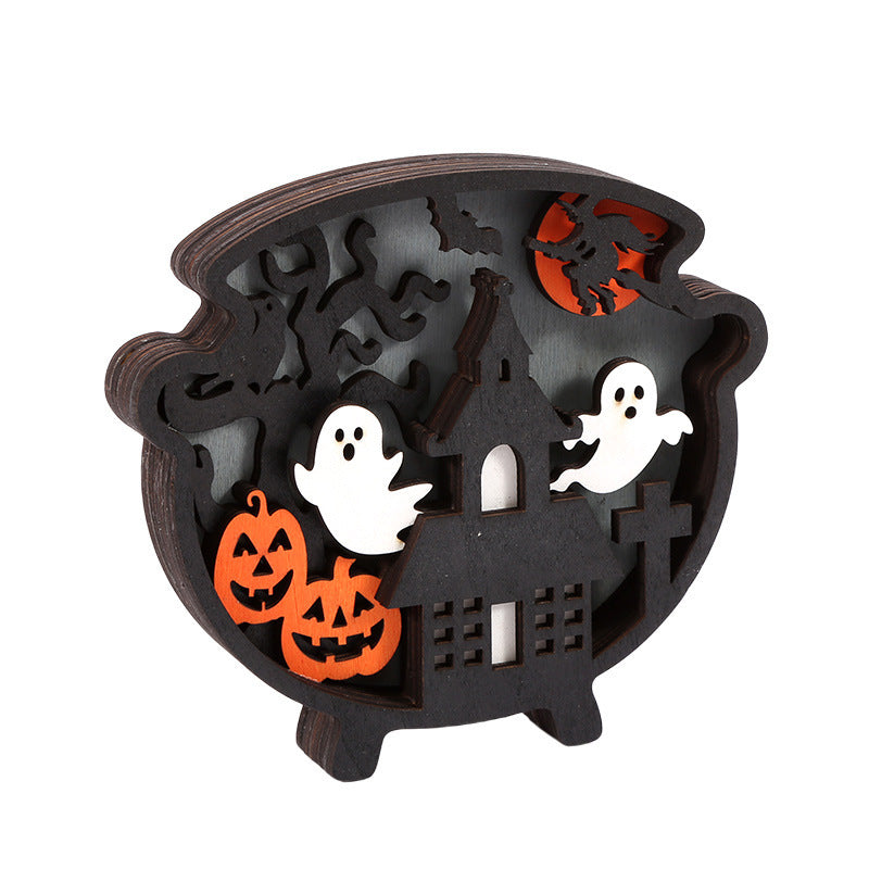 Halloween Ghost LED Wooden Decoration