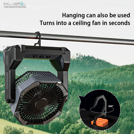 Outdoor Camping Fan Lighting Camping Tent Desktop Fishing Portable Folding Telescopic Charging