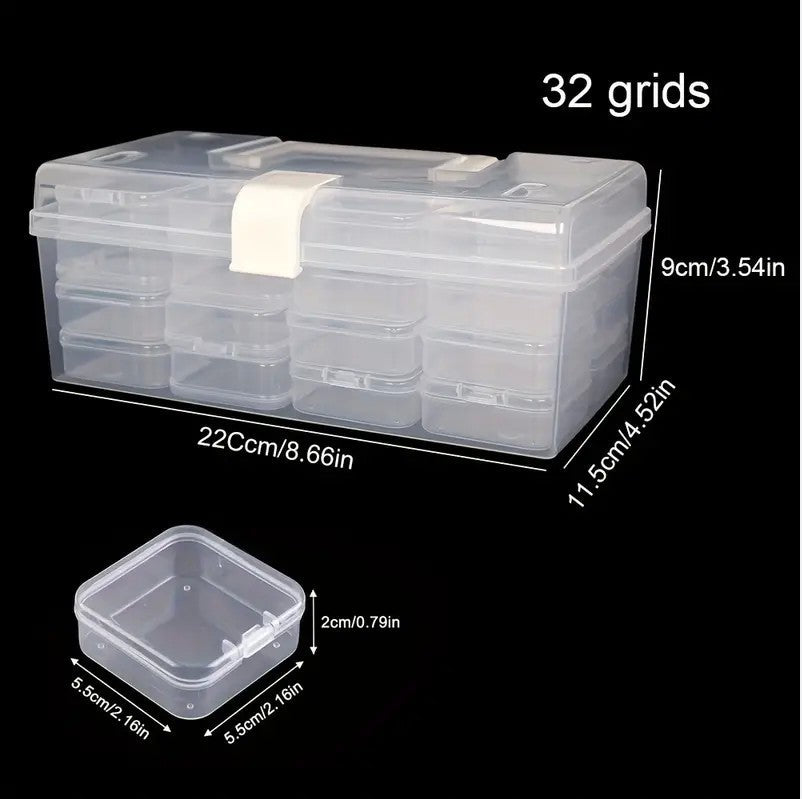 32-grid Transparent Plastic Storage Box Large Capacity Portable