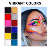 Fit Colors 12 Colors Face Paint Water Soluble Human Body Paints Halloween Masquerade Makeup Palette Brush - JDrop.Shop