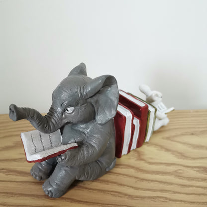 Elephant Reading Resin Craft Ornament