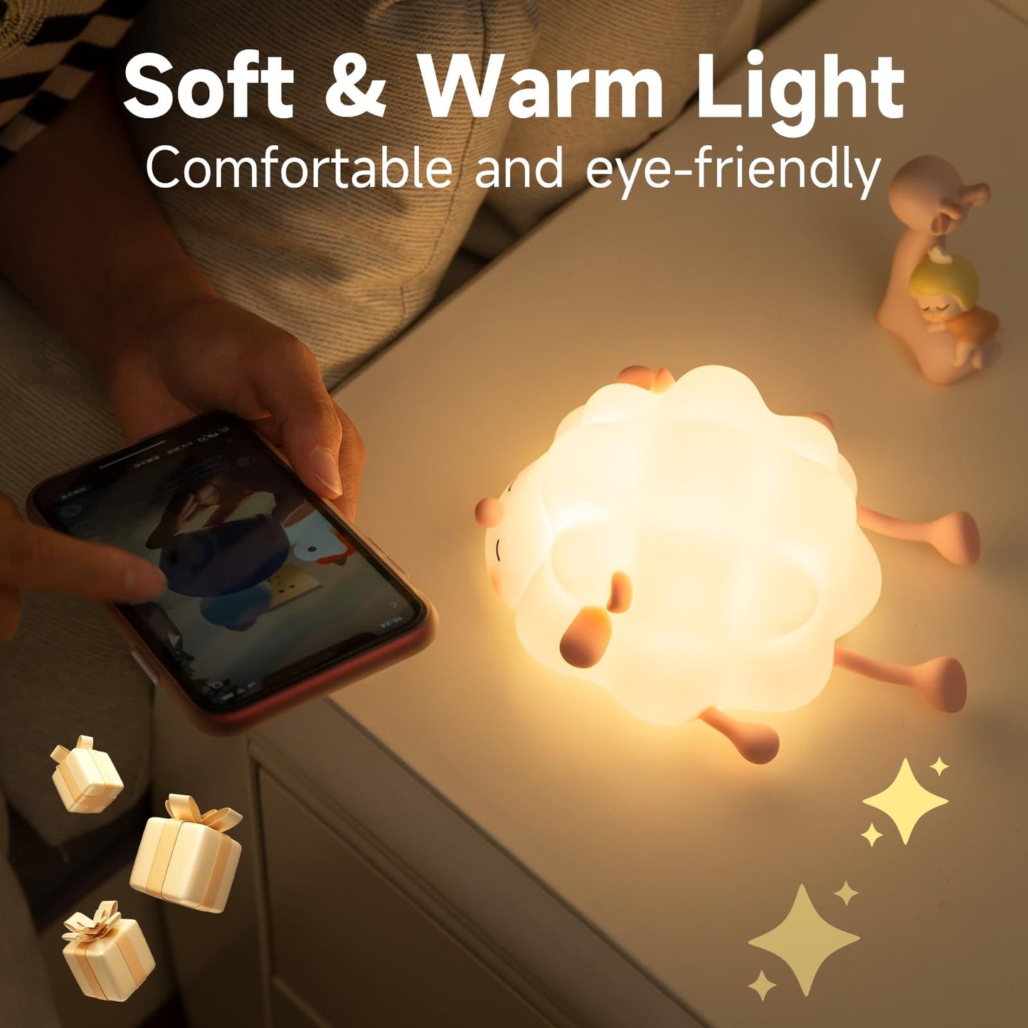 Cute Silicone Sleeping Sheep Rabbit and Panda LED Night Lights Rechargeable Timing Dimming