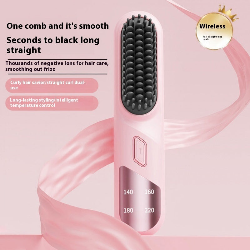 Wet Dry Hair Straightener Cordless Hair Straightener Brush With Fast Heating Negative Ions