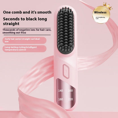 Wet Dry Hair Straightener Cordless Hair Straightener Brush With Fast Heating Negative Ions