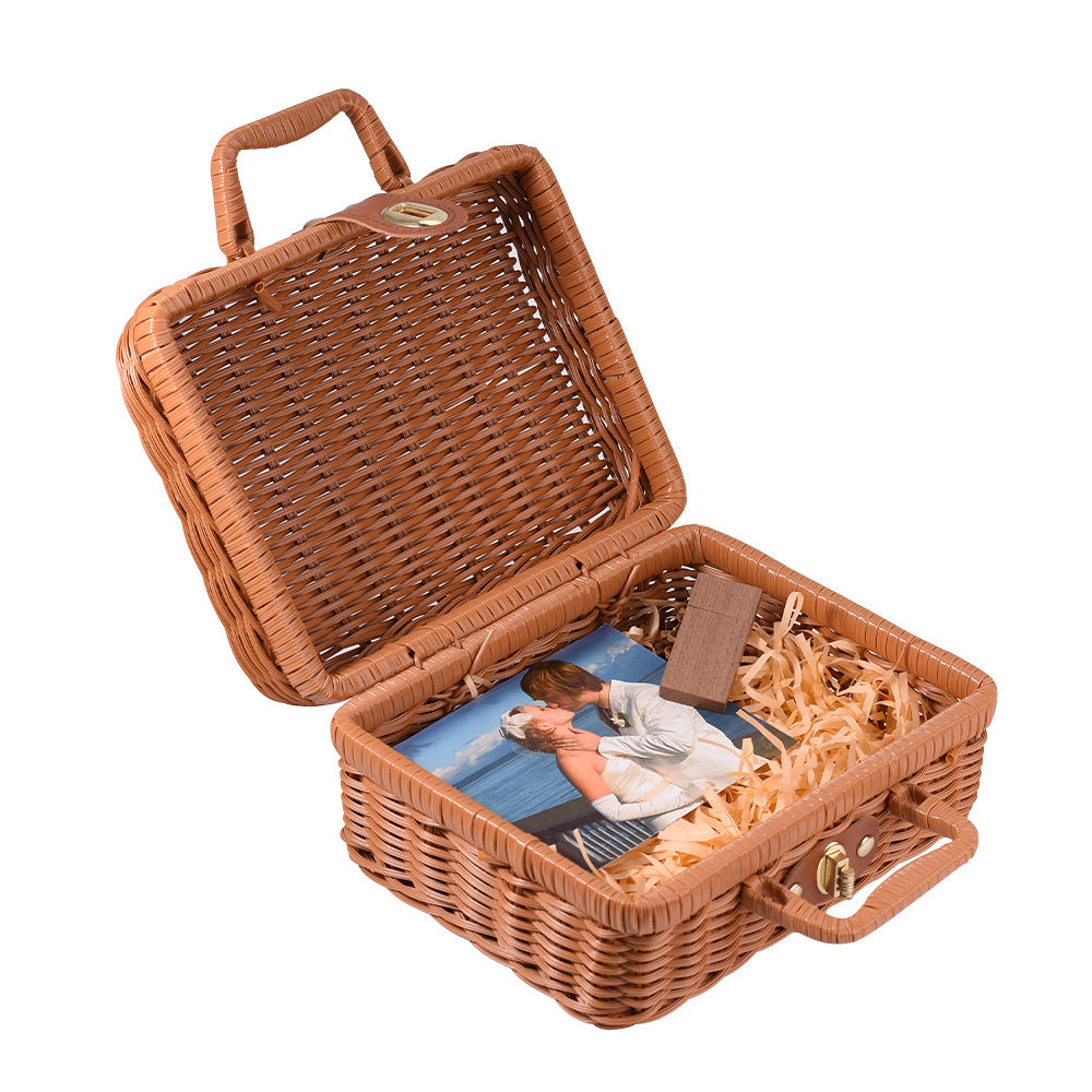 Handmade Vine Woven Suitcase USB Drive Gift