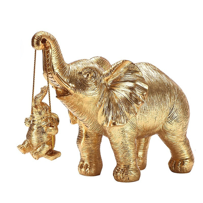 Gold Elephant Cradle Ornament Resin Home Decorations