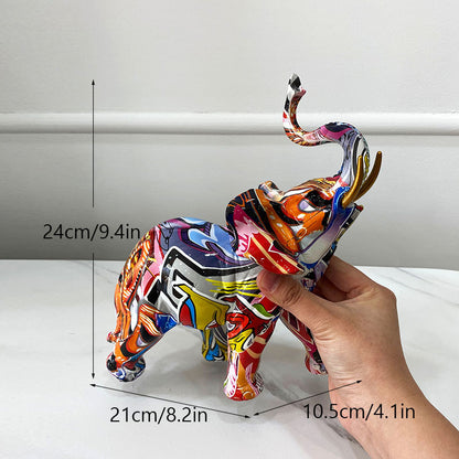 Colorful Water Transfer Printed Elephant Ornaments