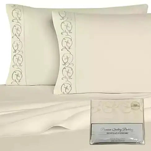 Victoria Embroidered 4 Pc Microfiber 1800 TC Sheets Set